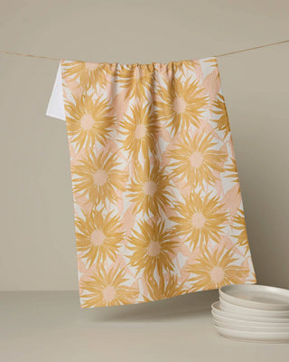 Golden floral eco-friendly kitchen tea towel by Geometry