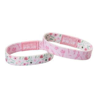 Tap To Pray Meadows White and Pink reversible floral Bible verse wristband bracelet