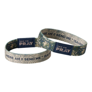 Tap To Pray Valor Camo interactive Bible verse wristband with camo reversible design
