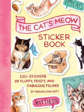 The Cat's Meow Sticker Book featuring over 100 colorful cat stickers illustrated by Megan Lynn Kott