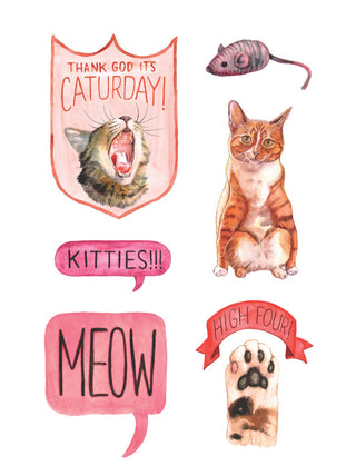 The Cat's Meow Sticker Book featuring over 100 colorful cat stickers illustrated by Megan Lynn Kott
