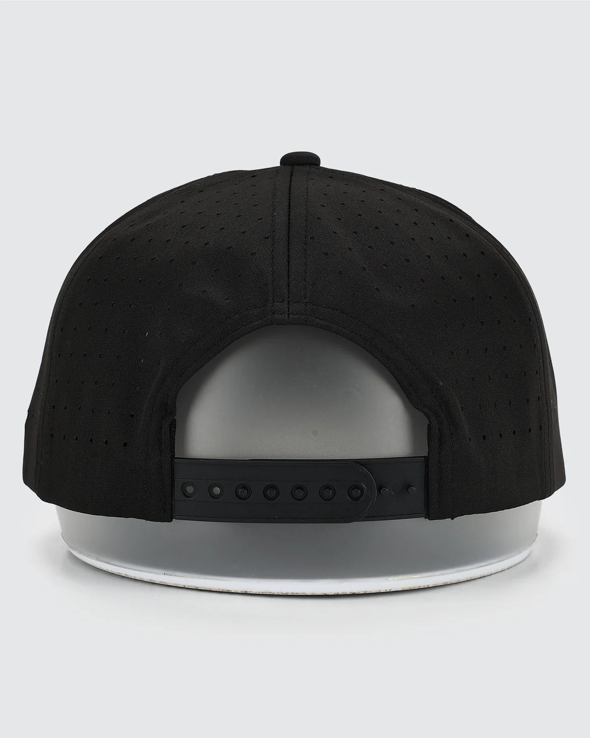 Waggle black perforated snapback hat adjustable back closure