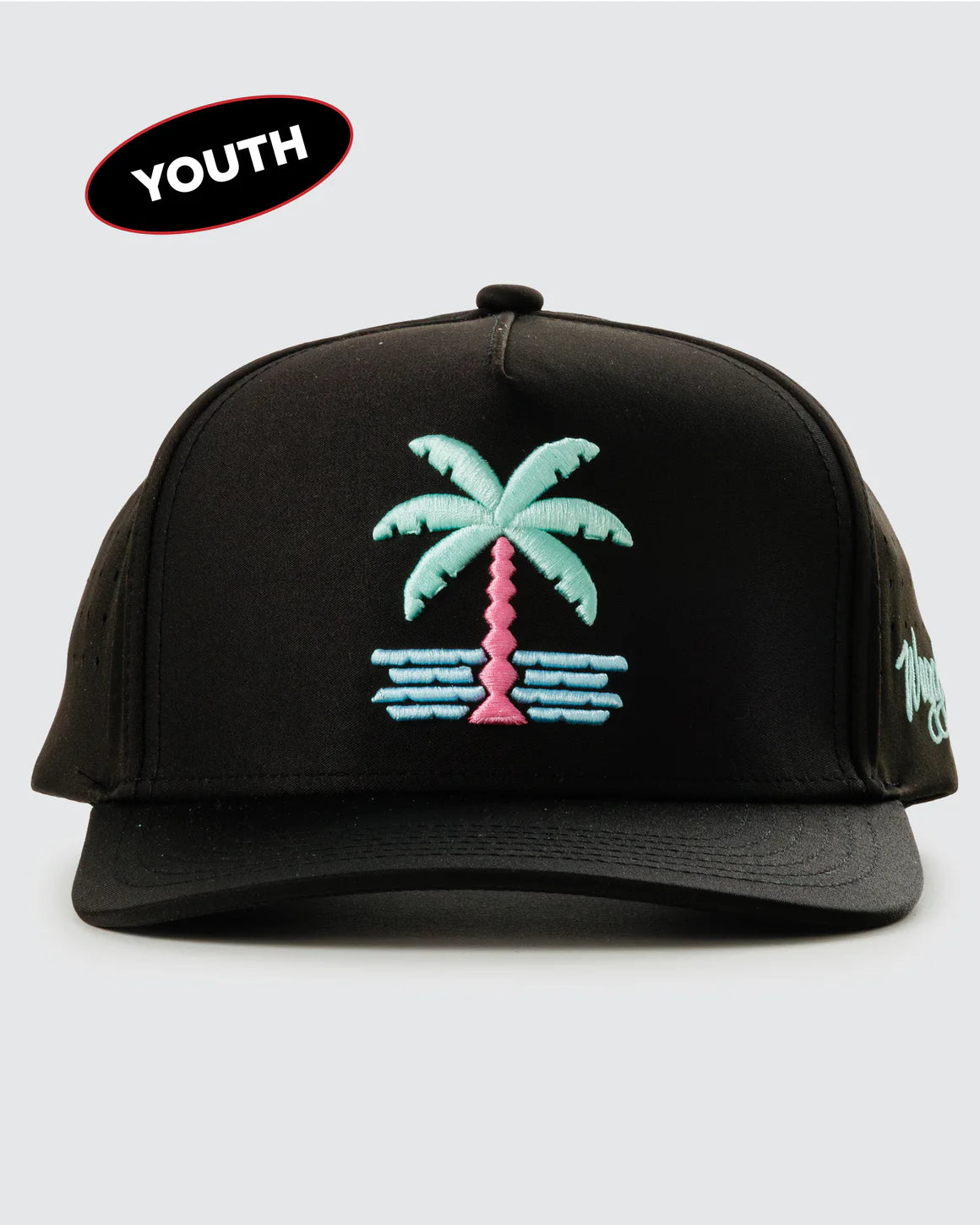 Waggle South Beach youth snapback hat with palm tree design