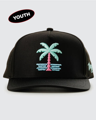 Waggle South Beach youth snapback hat with palm tree design