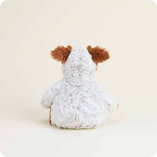 Soft Warmies Cinnamon Latte Cow microwavable plush stuffed animal with lavender scent and weighted comfort design back view