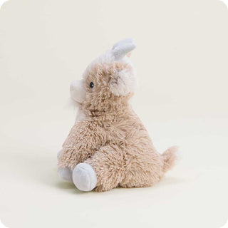 Warmies Junior Goat Plush microwavable stuffed animal with soft tan fur and lavender scent side view