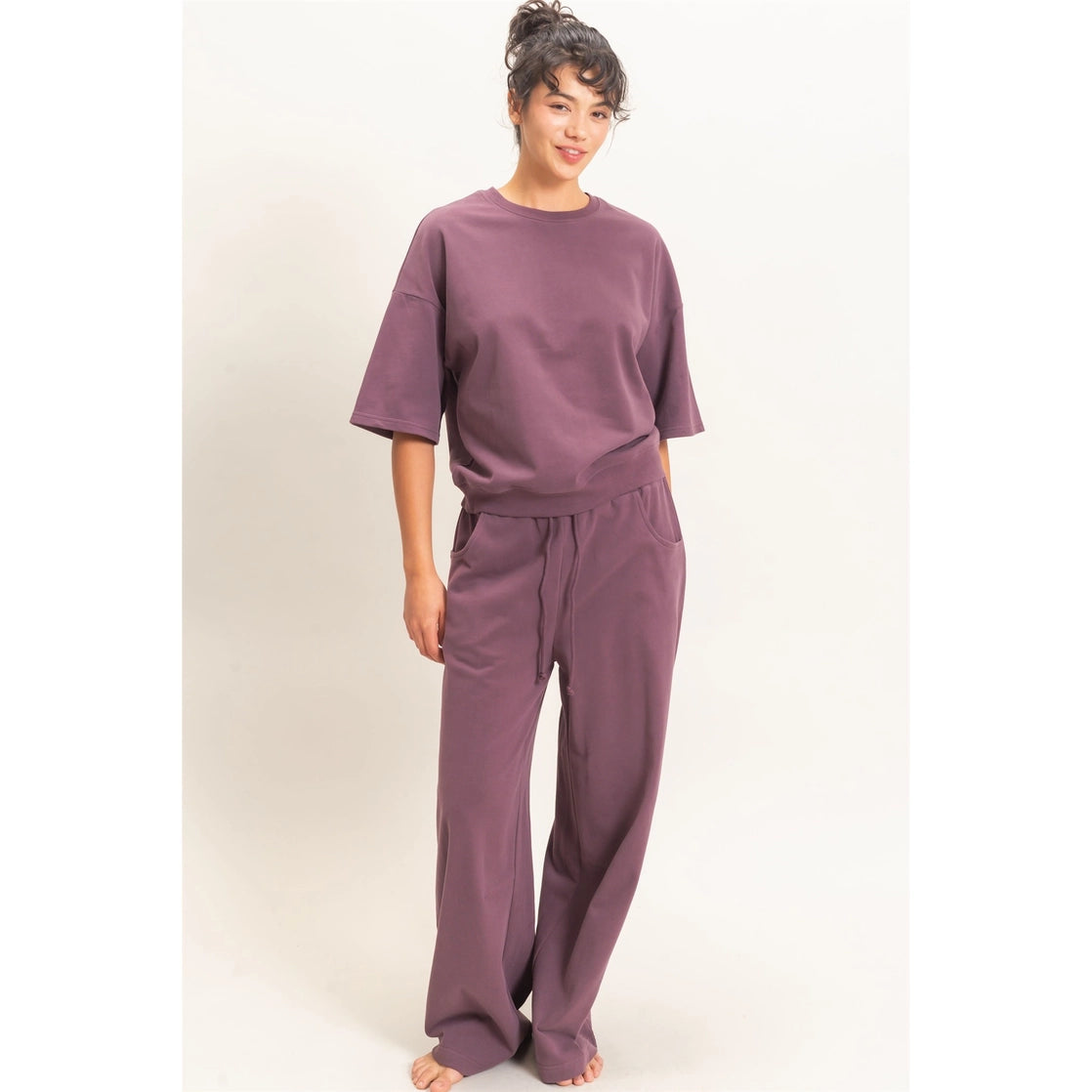 Washed Crew Neck Short Sleeve Top