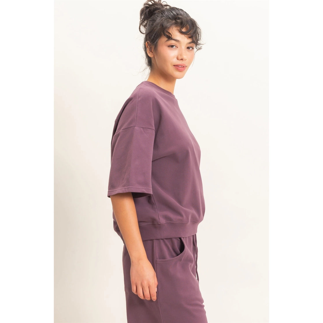 Washed Crew Neck Short Sleeve Top