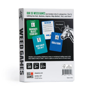 Weed Games adult party game box with 35 novelty games for groups