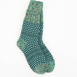 Women's Weekend Gallery Textured Crew Socks in Woodland Multi featuring soft green textured knit patterns and cozy crew length.