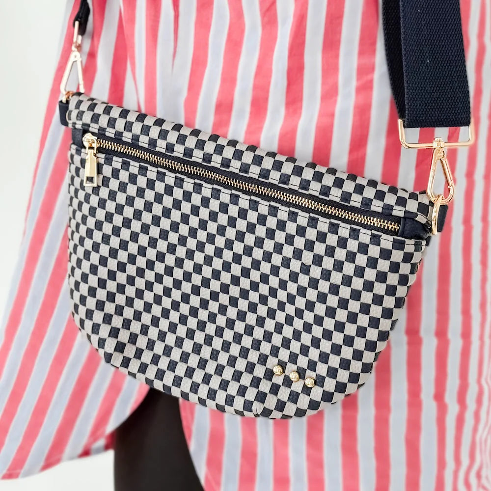 Westlyn Woven Bum Bag Checkered Gray/Navy
