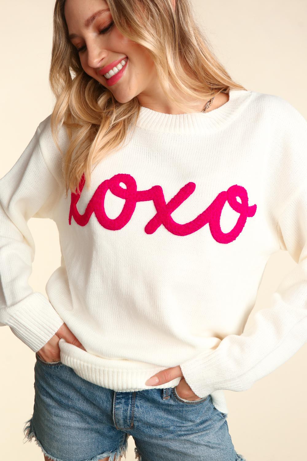 XOXO Puffy Embroidery Sweater