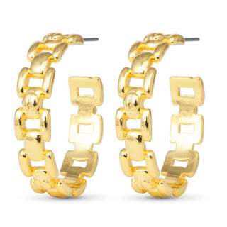 gold chain link huggie hoop earrings
