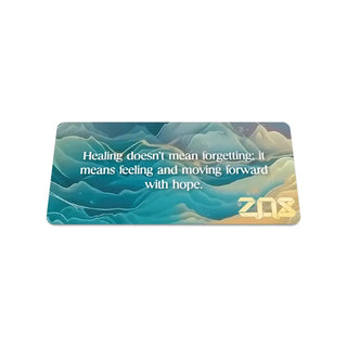 Motivational card with text and wavy design on a white background