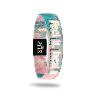 ZOX Feel It Heal It interactive bracelet with pastel artwork and inspirational healing message