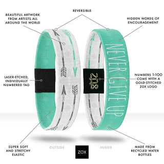 ZOX reversible bracelet with turquoise and white design, featuring hidden words of encouragement.