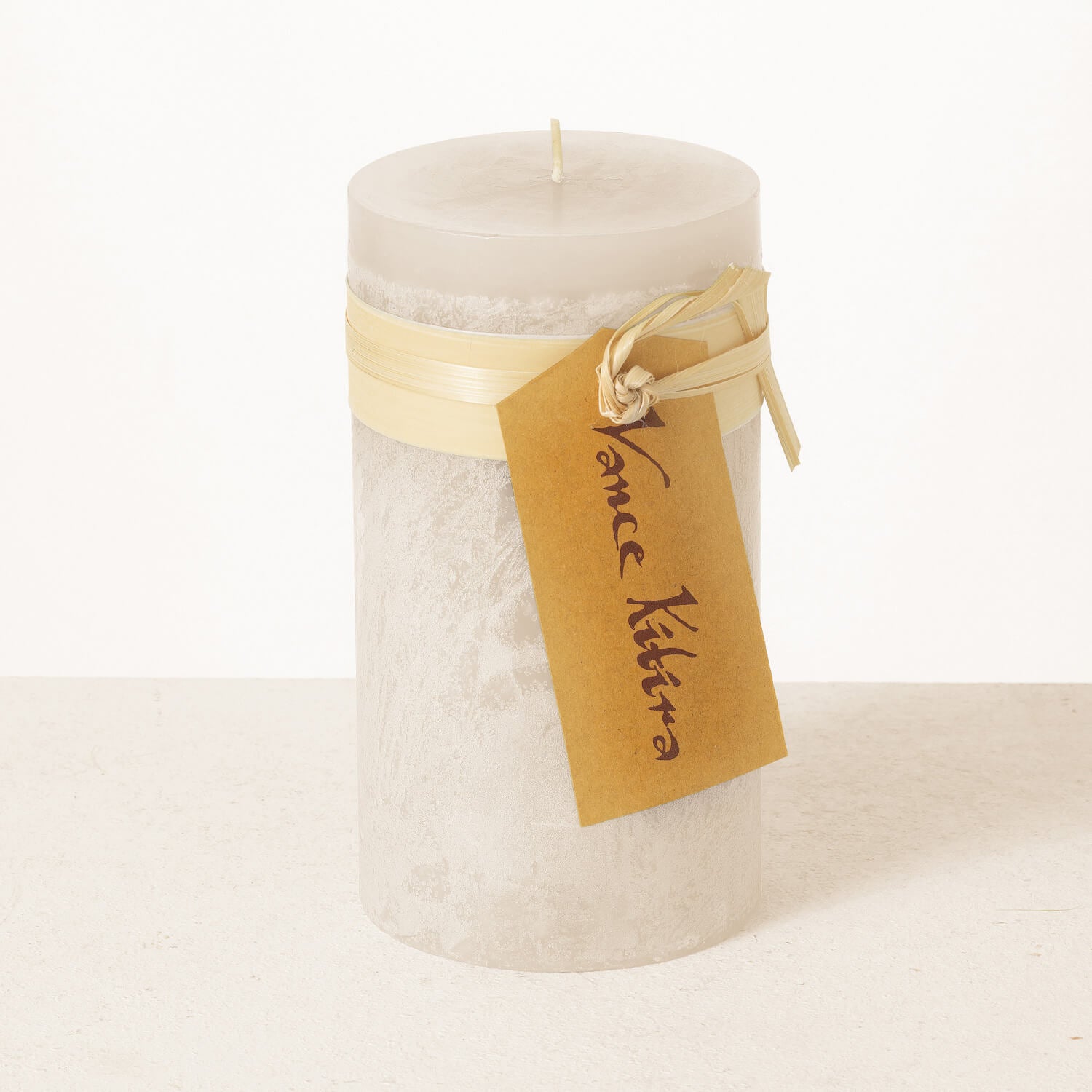 White Timber Pillar Candle 8" Tall