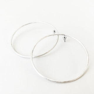 Matte Silver Delicate Big Hoop Earrings