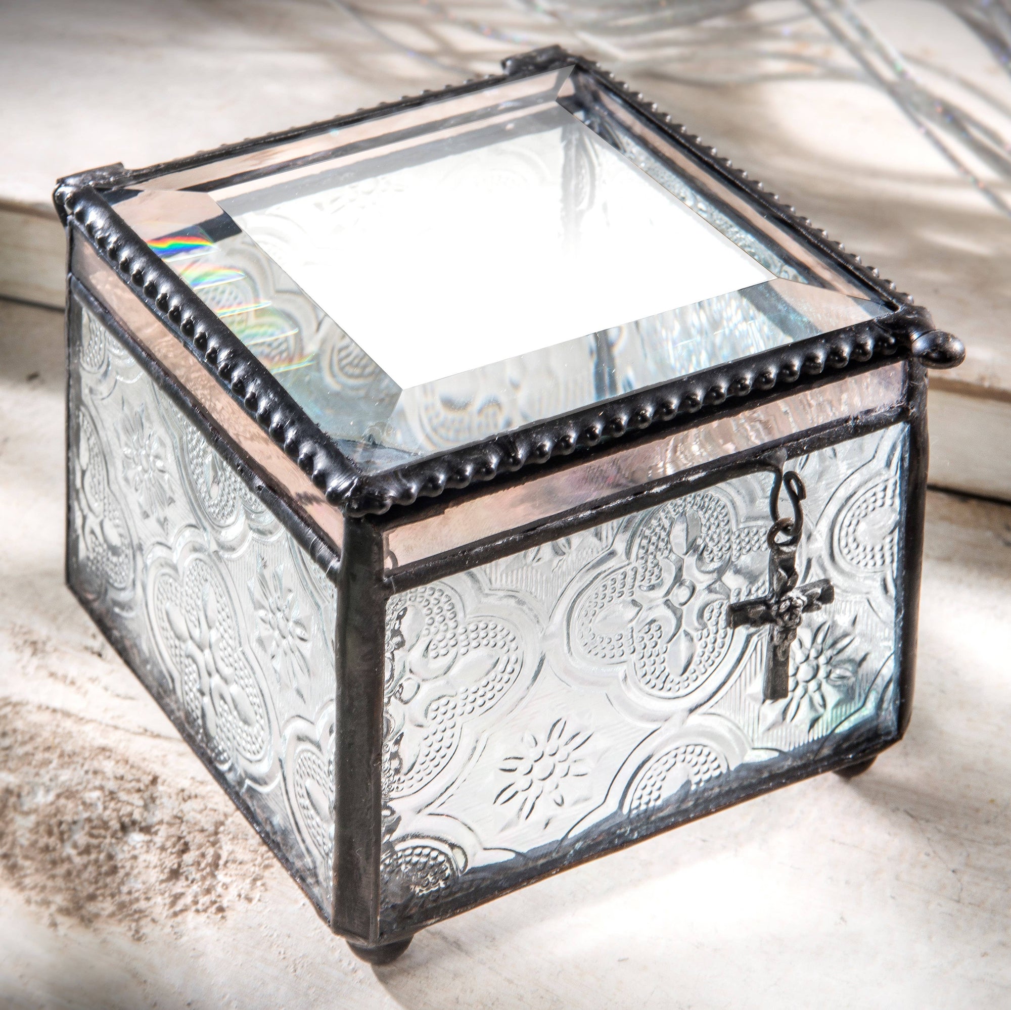 Christian Gift Keepsake Jewelry Glass Box