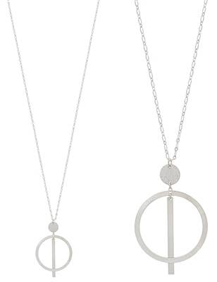 Matte Silver Open Circle with Bar 32" Necklace