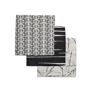 Geometry Night Reeds Dishcloth Set of 3 – Black & White Graphic Dishcloths