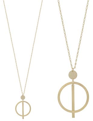 Matte Gold Open Circle with Bar 32" Necklace