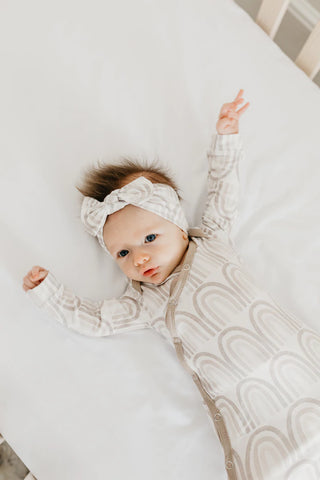 Bliss Copper Pearl Knit Headband Bow