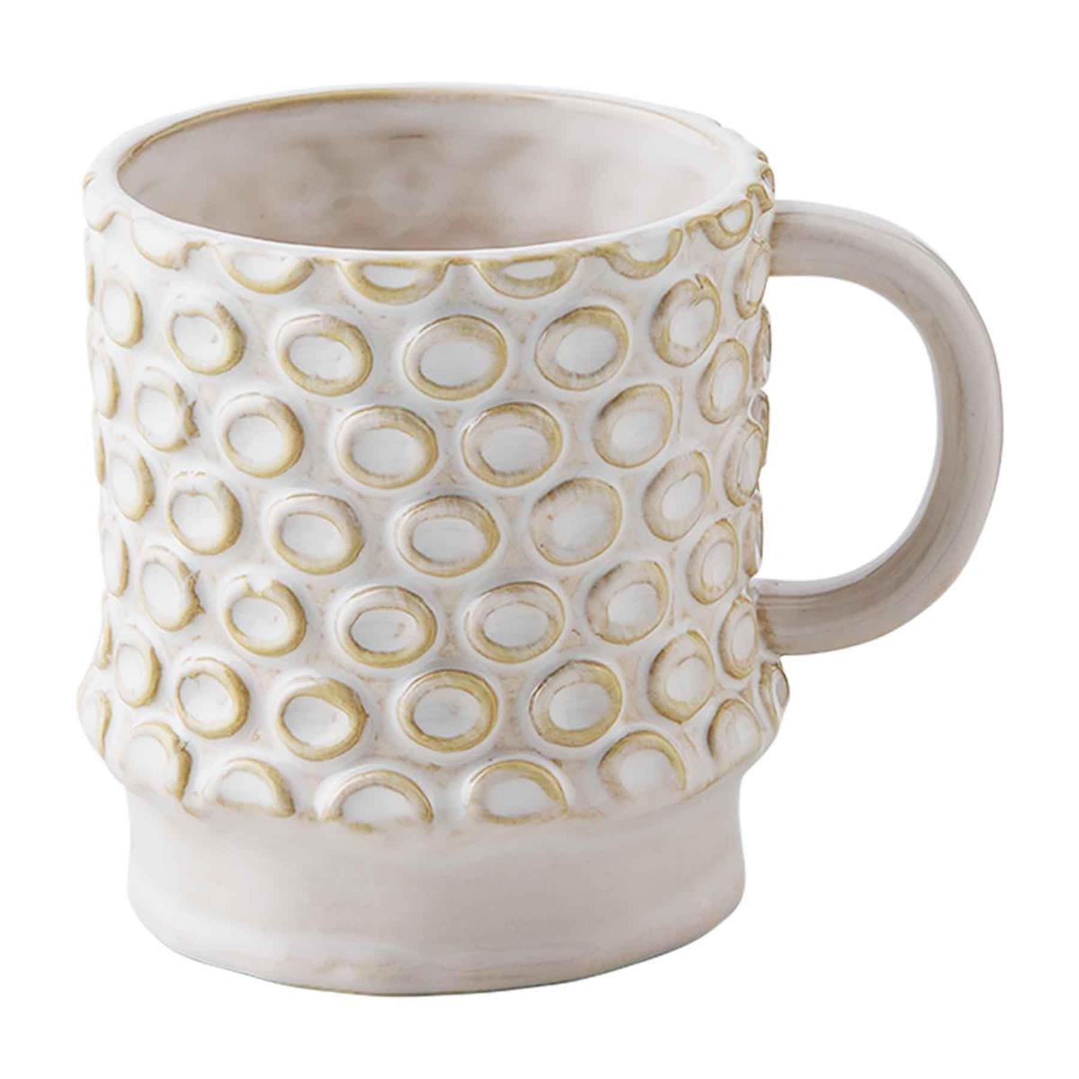 White Circles Stoneware Mug