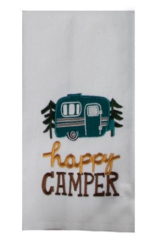 Happy Camper Embroidered Towel