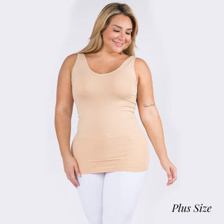 Plus Solid Color Seamless Reversible Tank Top