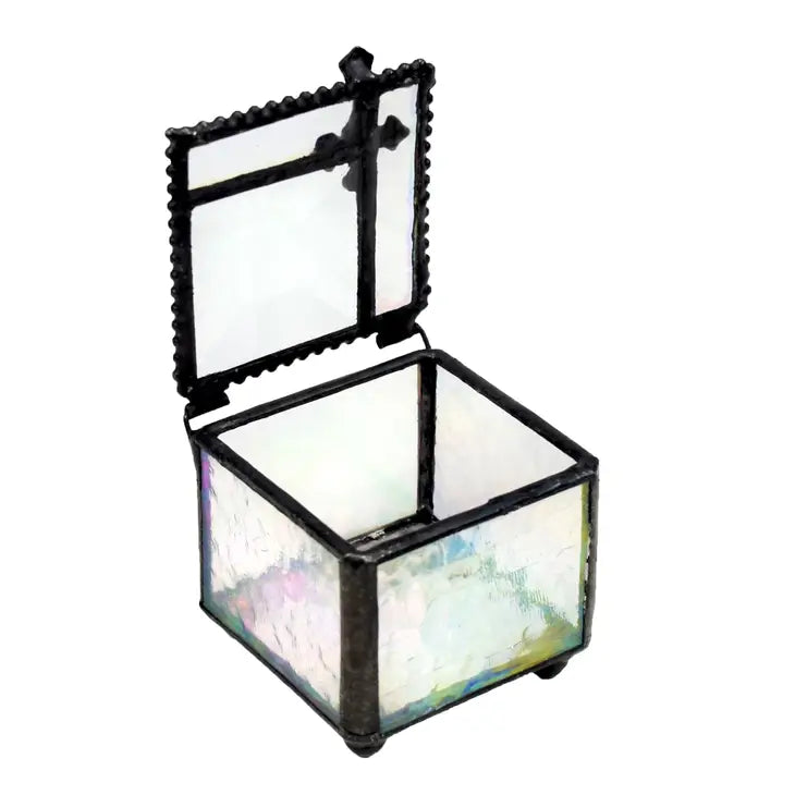 Clear Stained Glass Cross Trinket Box