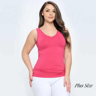 Plus Solid Color Seamless Reversible Tank Top