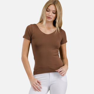Seamless Reversible V-Neck Short Sleeve Top