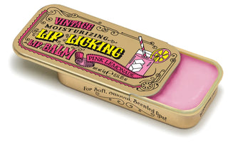 Lip Licking pink lemonade flavored organic natural lip balm in vintage slider tin packaging