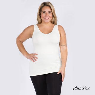 Plus Solid Color Seamless Reversible Tank Top