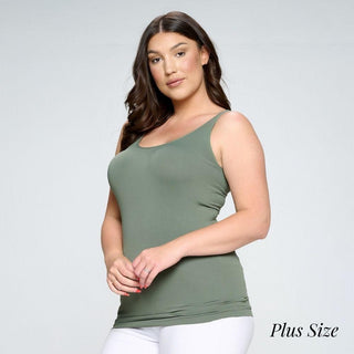 Plus Solid Color Seamless Reversible Tank Top