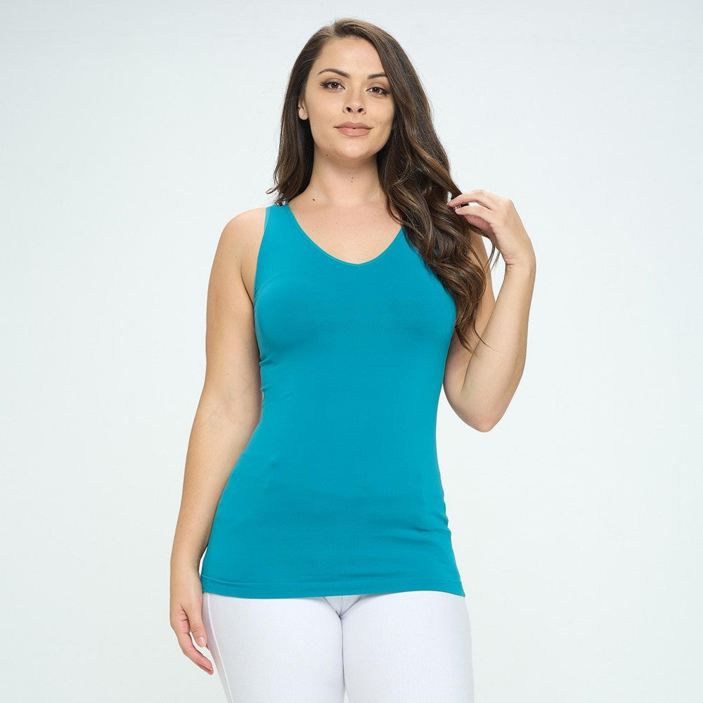 Solid Color Seamless Reversible Tank Top Plus