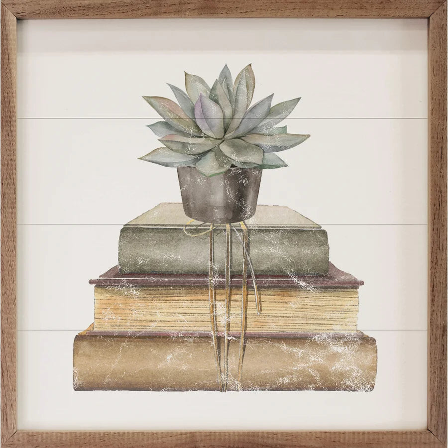Succulent On Books Sign