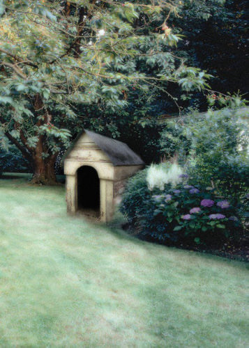 Pet Sympathy Card Dog House In Garden