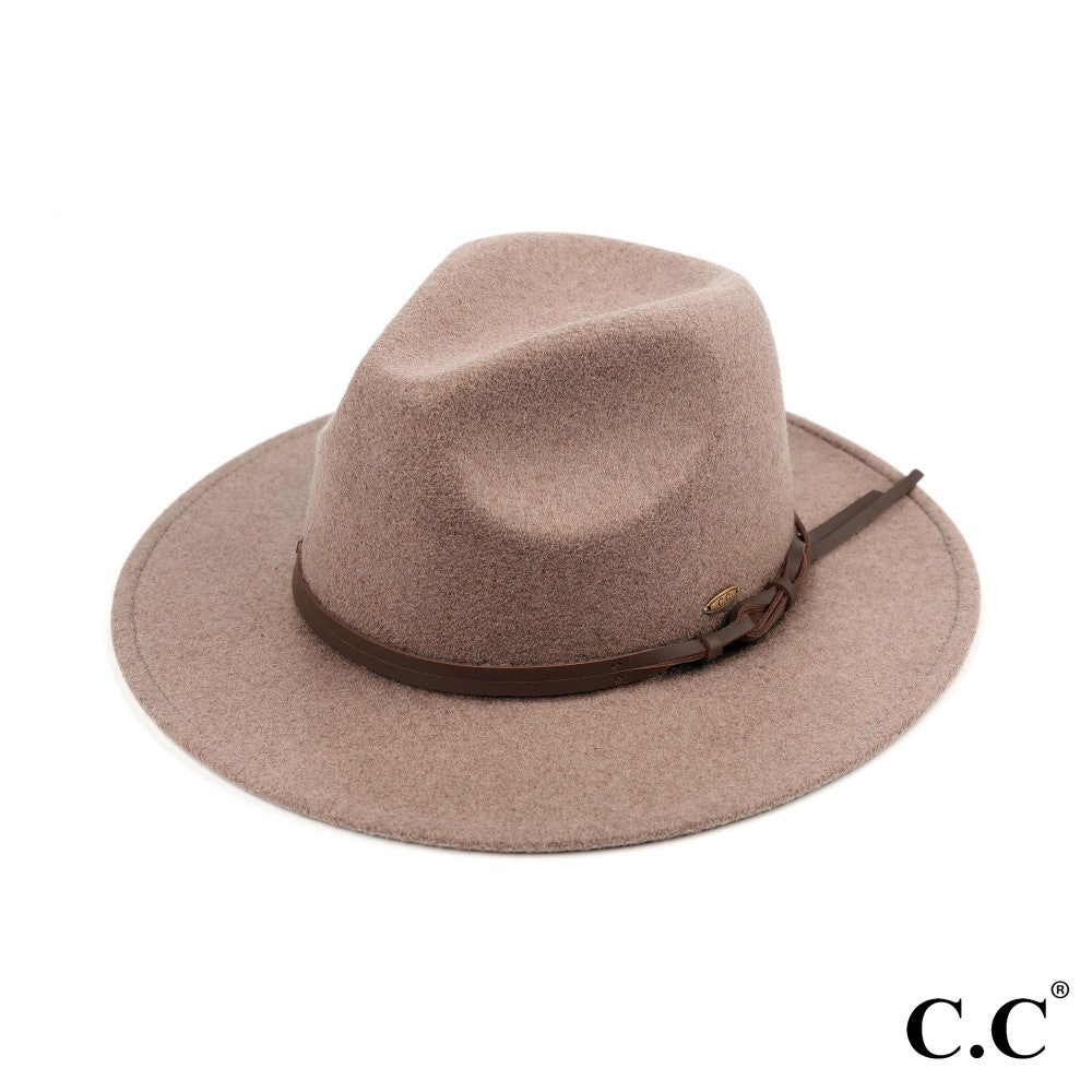 Vegan Felt Panama Brim Hat With Leather Trim