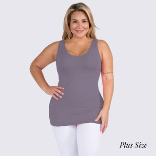 Plus Solid Color Seamless Reversible Tank Top