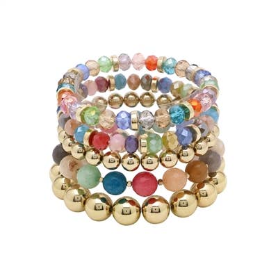 5pcs/lot Multi Color Elastic Crystal Bracelets for Girls