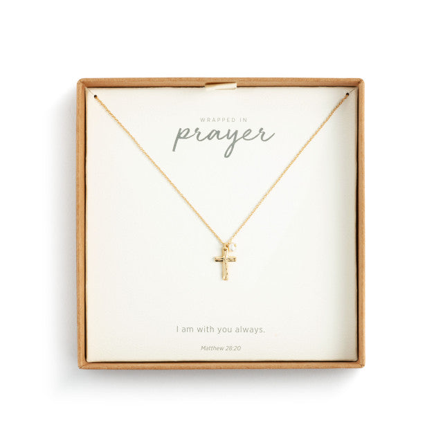 Gold Dainty Cross Prayer Necklace