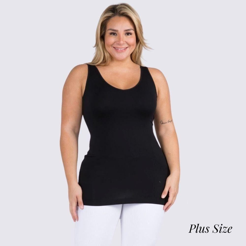Solid Color Seamless Reversible Tank Top Plus