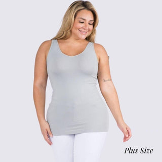 Plus Solid Color Seamless Reversible Tank Top
