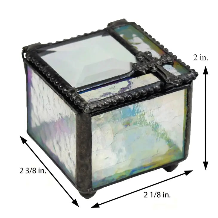 Clear Stained Glass Cross Trinket Box