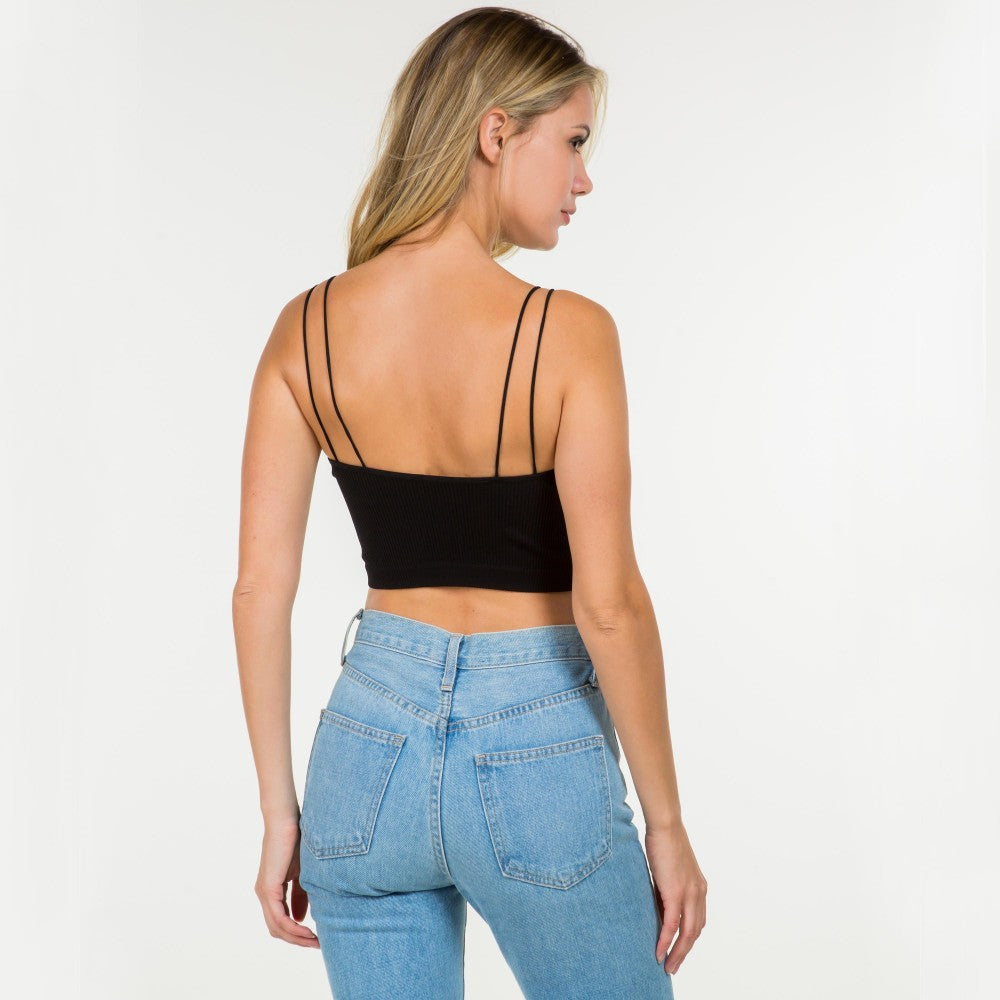 Strappy Ribbed Crop Tank Top