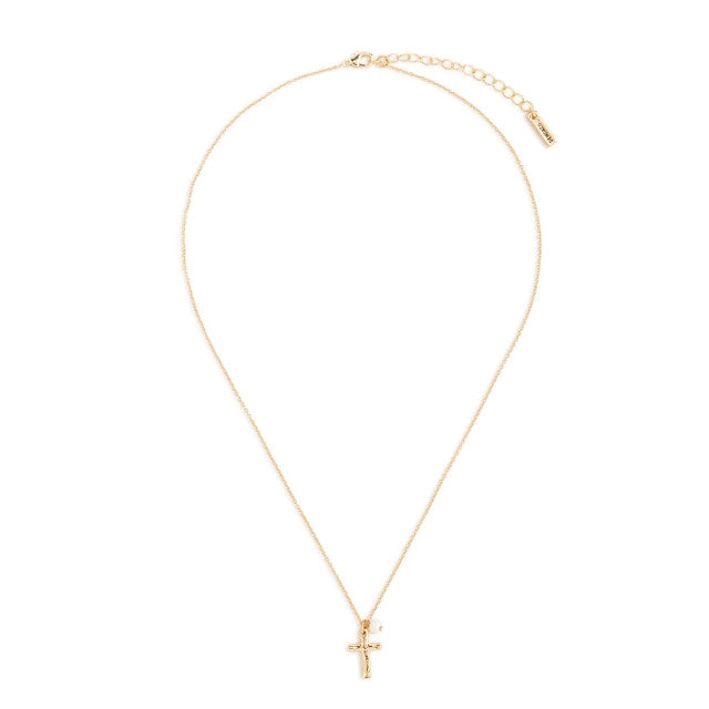 Gold Dainty Cross Prayer Necklace