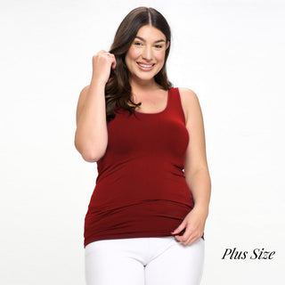 Plus Solid Color Seamless Reversible Tank Top