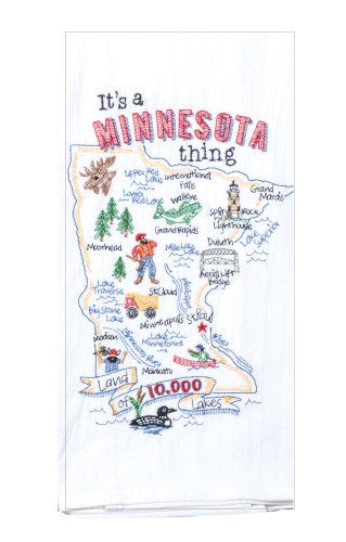 Minnesota Embroidered Flour Sack Towel